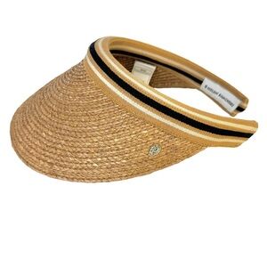 HELEN KAMINSKI Bianca NEW Raffia Sun Visor Hat Nougat Stripe